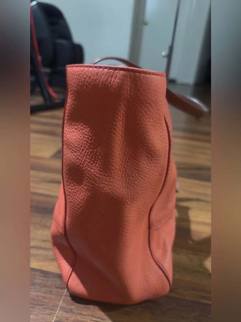 Fossil Coral Leather Tote Bag with Brown Straps